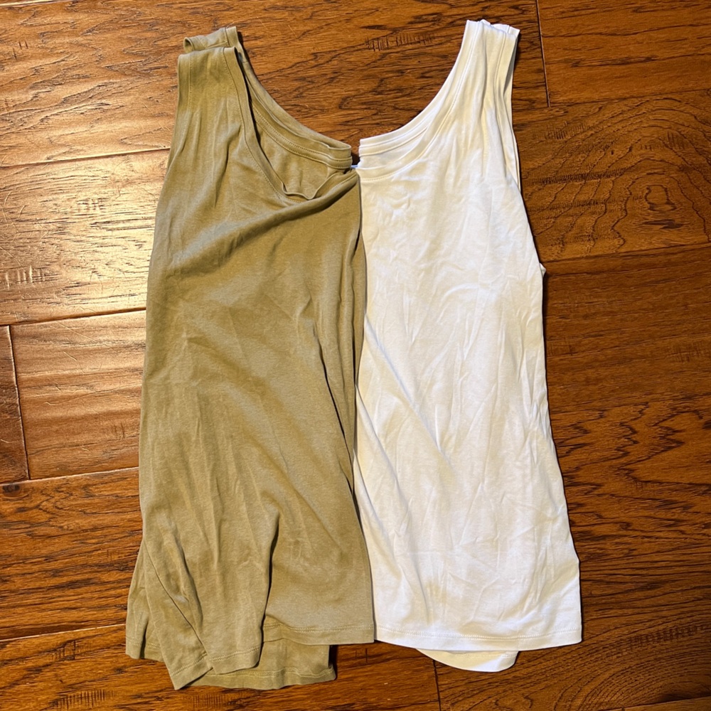 Ava & Viv Olive and White Tank Tops